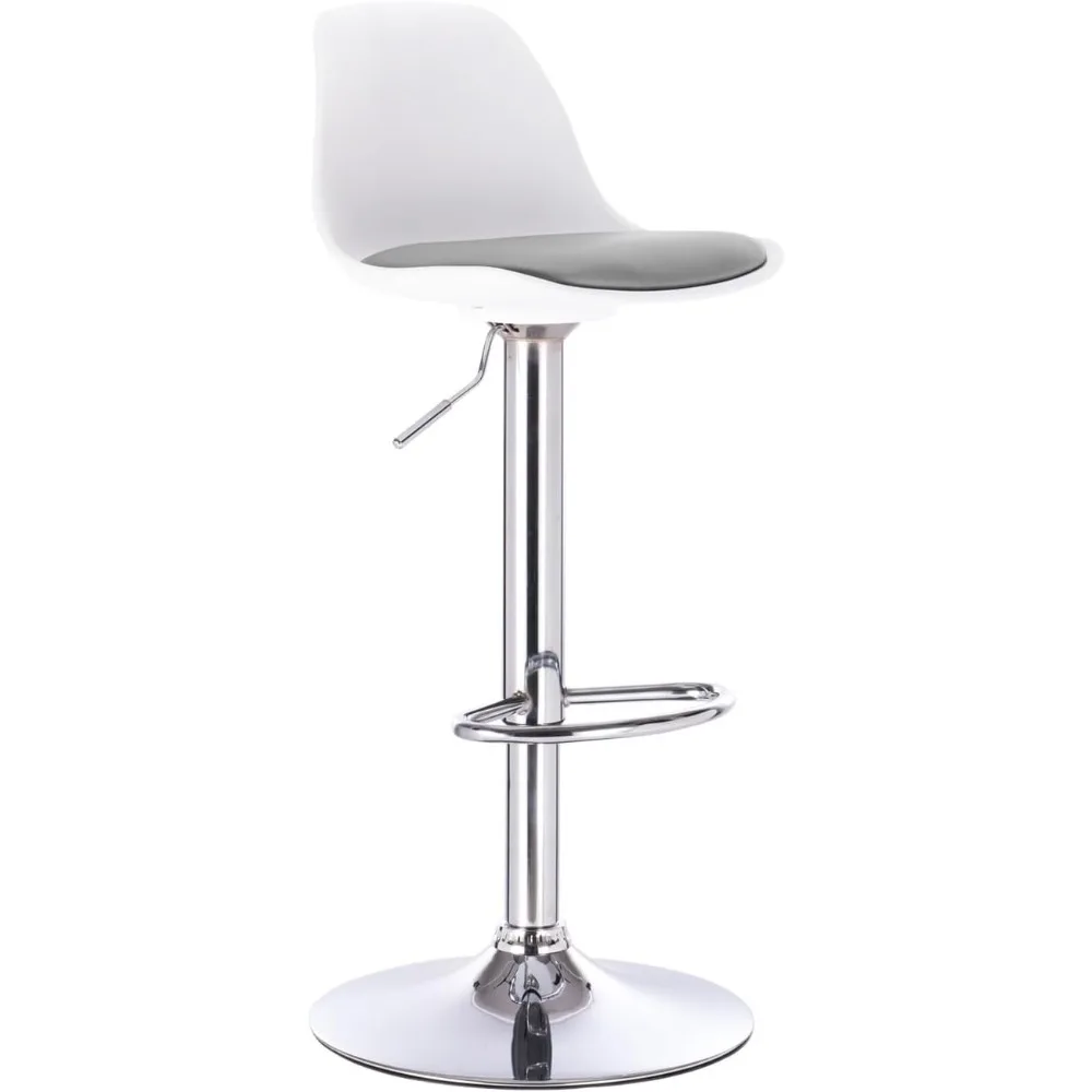 2 taburetes de bar, cojín acolchado de piel sintética, reposapiés regulable en altura y silla giratoria de 360 grados, taburete de bar