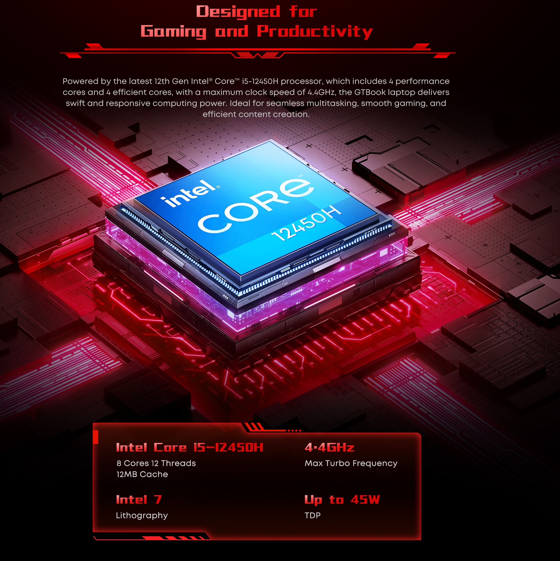 월드 프리미어 CHUWI GTBook i5-12450H RTX 3050 게이밍 노트북 15.6인치 FHD 화면 16GB 램 512GB SSD 메탈 바디 전용 노트북