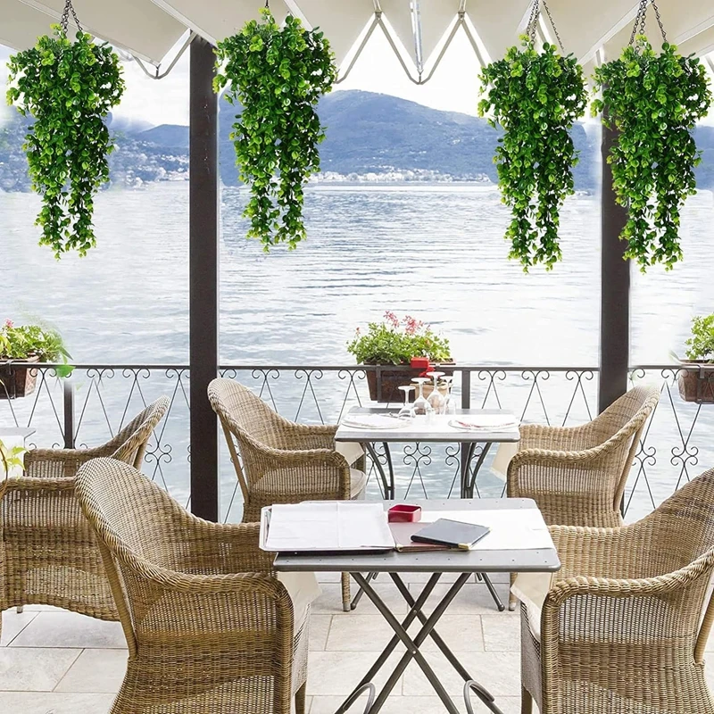 1 pz artificiale 5 forchette rattan eucalipto appeso a parete simulazione verde piante sospese finte vite fai da te casa decorazione esterna pianta