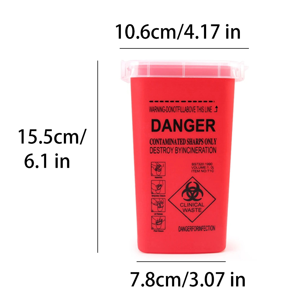 1L Kunststoff Abfall Box Medizinische Versorgung Container Einweg Microblading Sharps Nadel Tipps Zubehör Für Augenbrauen
