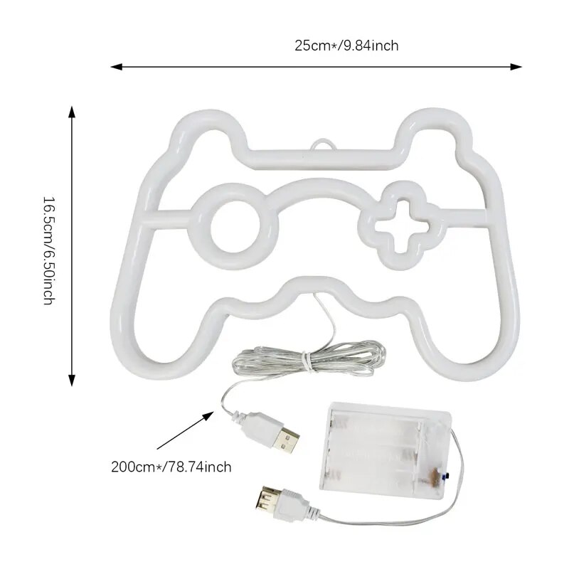 Luces de neón para jugadores, lámpara de neón con controlador de jugadores para sala de deportes electrónicos, lámpara de mesa alimentada por USB o con batería, LED para juegos para decoración del hogar