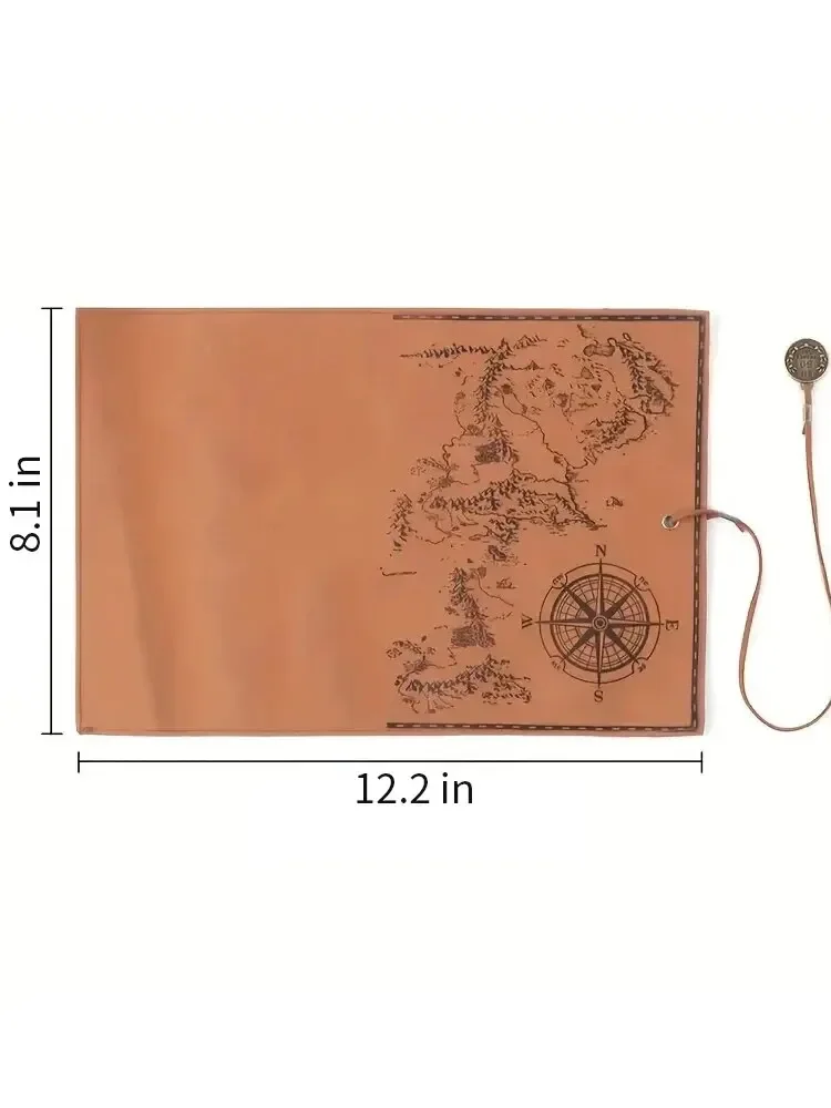 1PC Mappa del tesoro creativa Astuccio retrò Astuccio in pelle di grande capacità Astuccio in rotolo Fibbia in rilievo Semplice scatola di cancelleria Rotolo Po