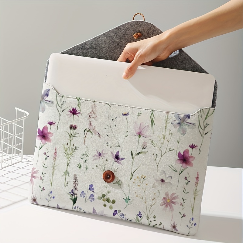 Bolso para portátil con estampado floral y funda de tela suave para portátil, adecuado para almacenamiento de funda blanda para portátil y bolsa de almacenamiento para tableta