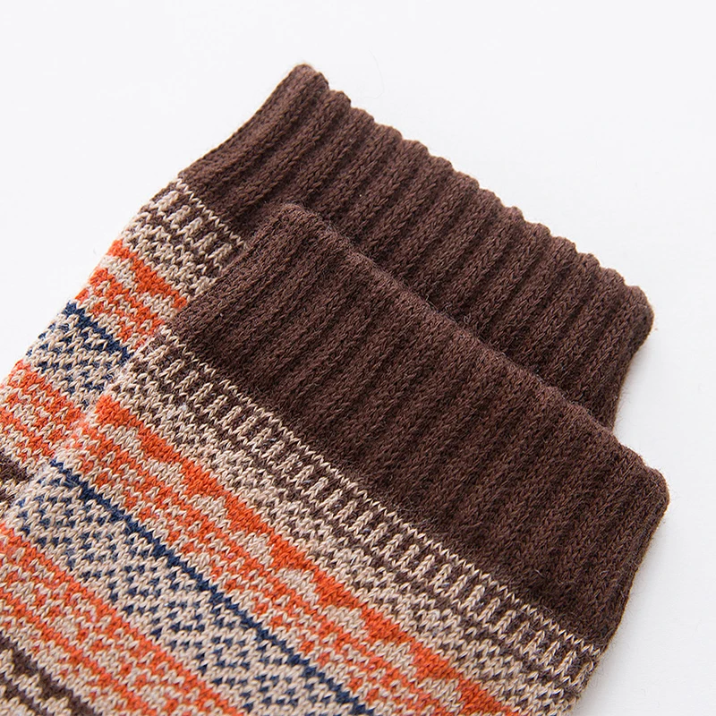 Marca HSS, 5 pares de calcetines de invierno para hombre, calcetines gruesos de lana de oveja, calcetines cálidos de estilo Retro para hombre, calcetines coloridos de moda para botas de nieve para hombre