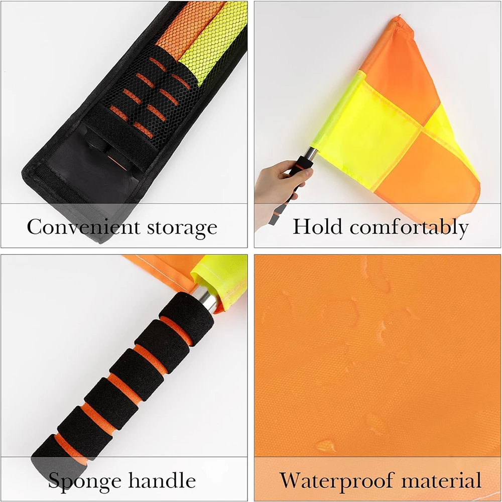 Soccer Referee Flag Set Checkered Linesman Flags Referee Cards with Record Book and Pencil Referee Whistle for Sports Football