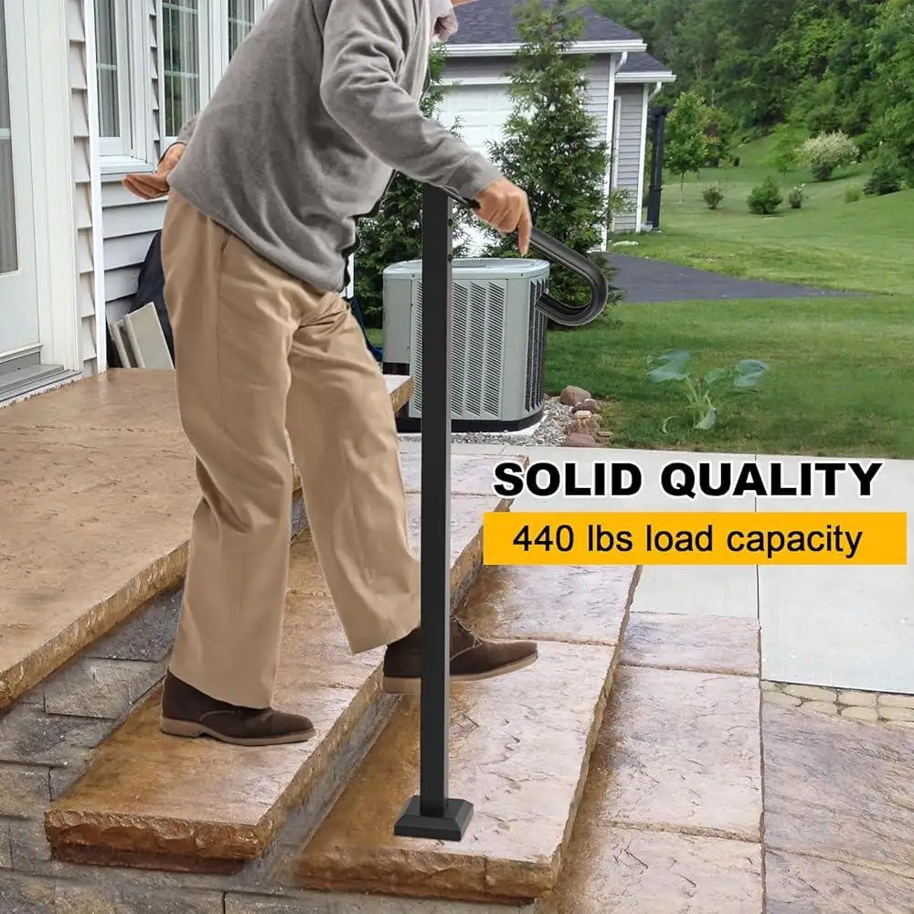 Wrought Iron Handrail Outdoor Steps Stair Railing Installation Kit Ergonomic Support Elderly Pregnant Individuals Safe Easy