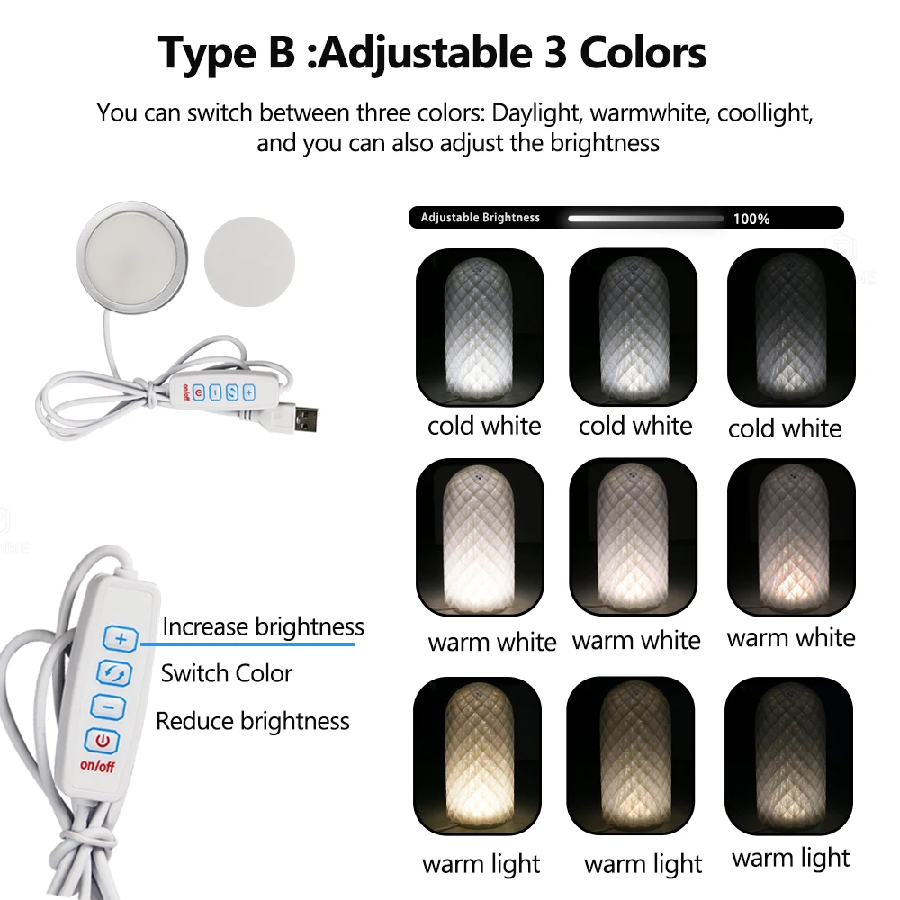 For Bambu Lab Led Lamp Kit Adjustable Light Kit Led Light Parts Hardware DIY Model white /cold/warm light Without Lamp shell 001