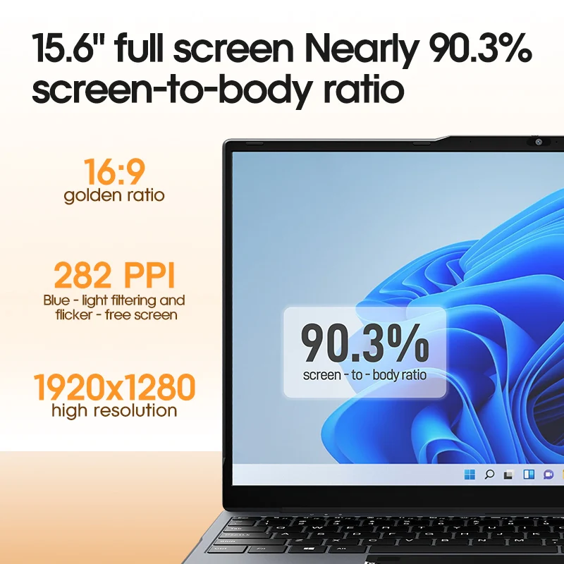 Laptop 15.6 Inch Intel N5095 Windows 10 Notebook Computer 16GB DDR4 512GB SSD 4000mAh Business Study Gaming Portable Laptop