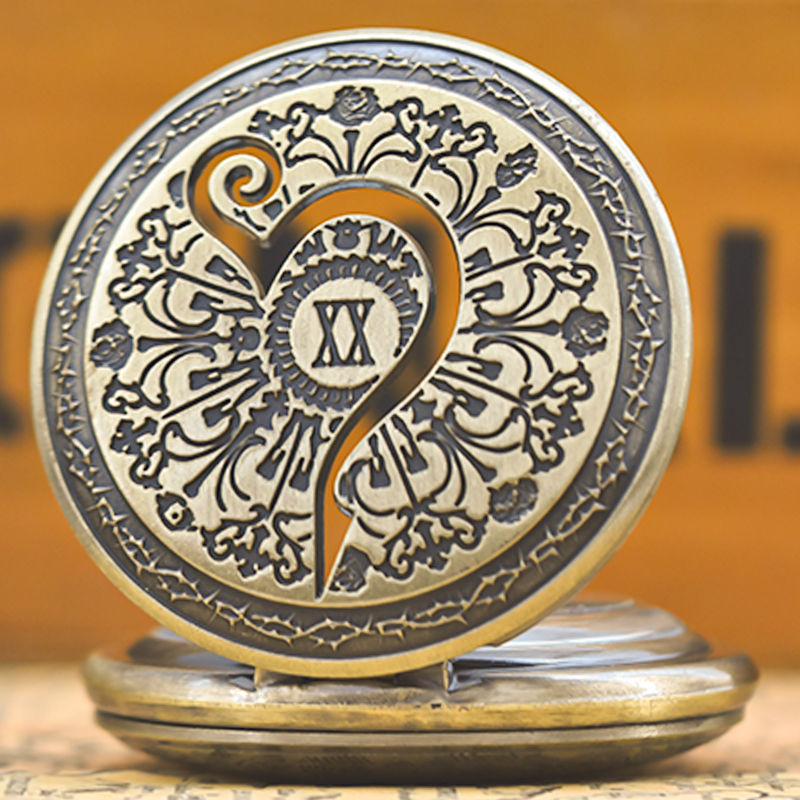 Retro Bronze Steampunk Muster verziert Flip-Top männliche und weibliche Student Geschenk Quarz Halskette Gedenk Taschenuhr
