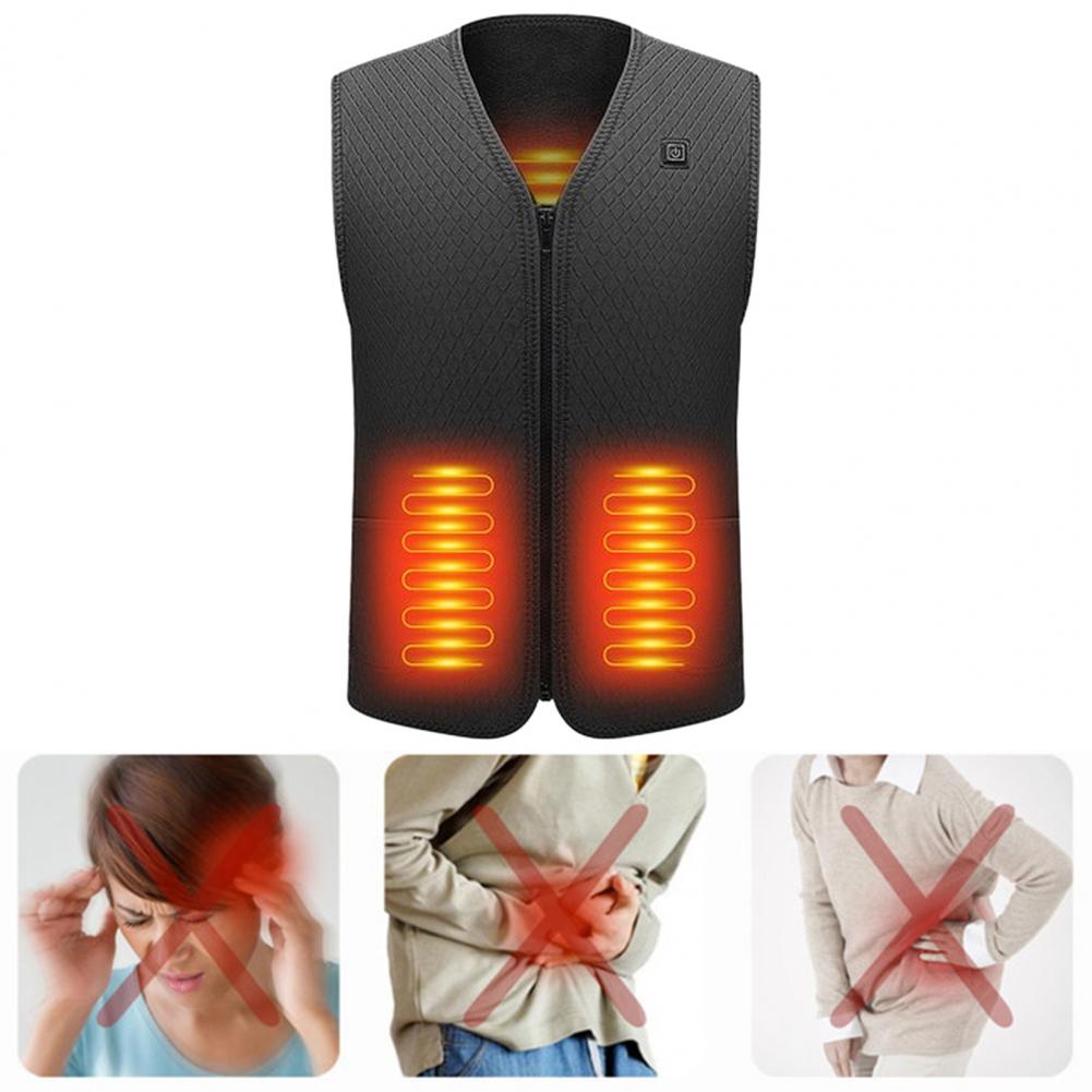 Chaleco calefactor duradero, chaleco de invierno Usb con engranaje ajustable, cierre de cremallera ahorrador de energía para hombres y mujeres, chaleco acolchado a prueba de viento