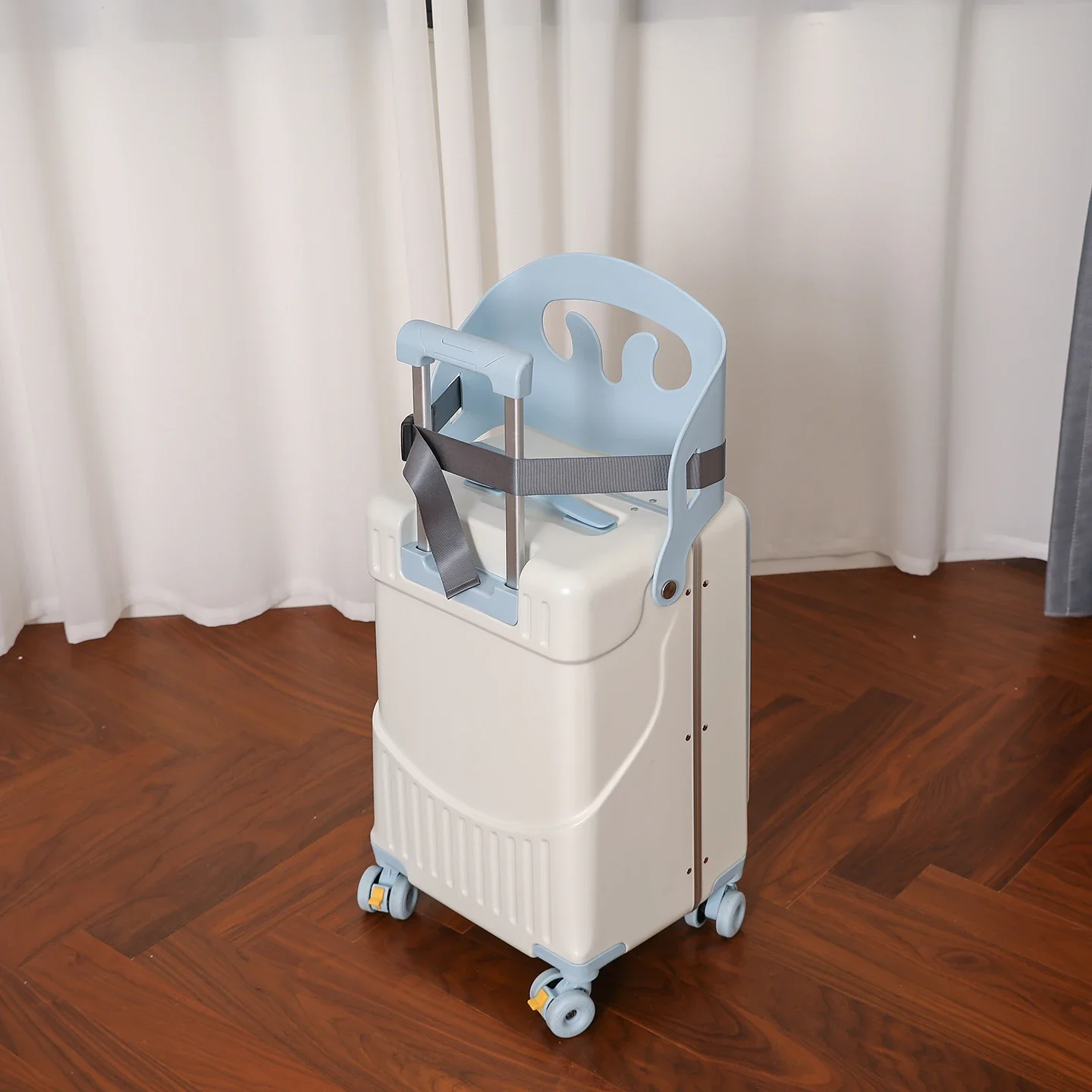 Bunnyfly criança mãe mala com assento para crianças pode sentar-se para andar carrinho de bagagem do bebê viagem carry case multifuncional embarque
