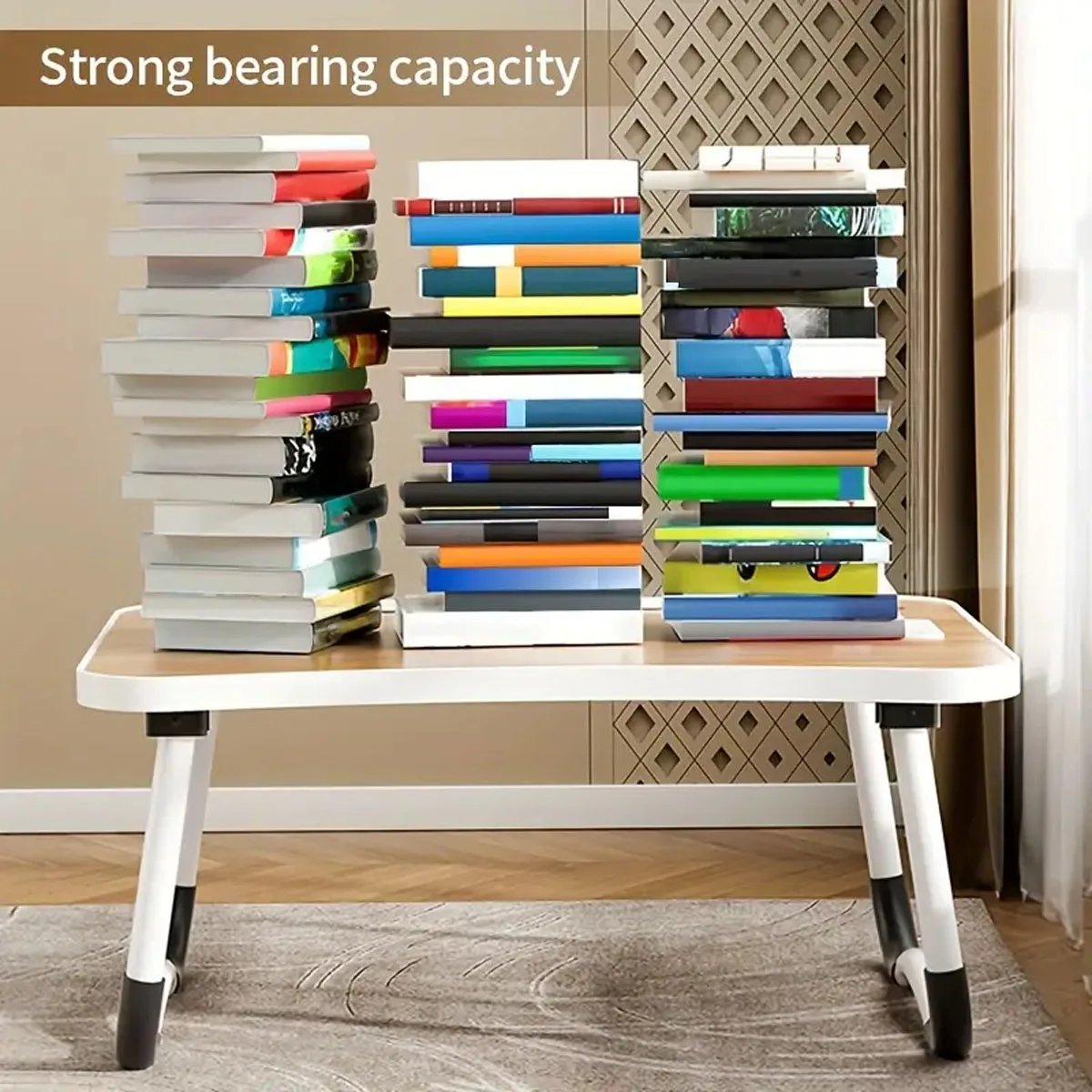 Portable Laptop Desk with USB Light, Small Fan, Cup Holder, Tablet Slot, and Lifting Handle - Foldable Laptop Table for Working,