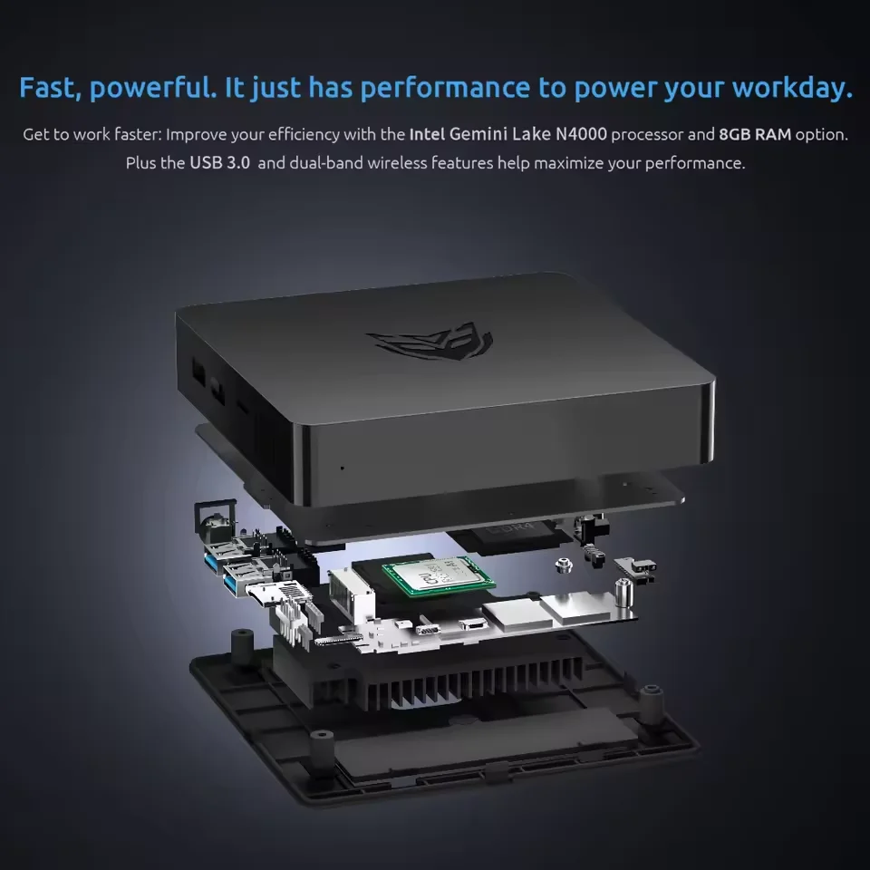 ERVPES Mini PC B20E 8 GB RAM 128 GB SSD ROM J3710 Windows 11 BT5.2 Apollo Lake Desktop Microcomputer Dual-band HDMI Wi-Fi