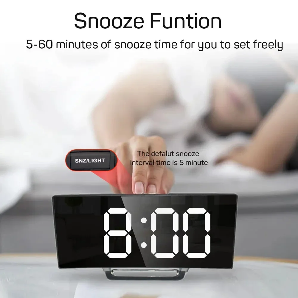Reloj electrónico Digital LED con retroiluminación, reloj despertador con números grandes, calendario de temperatura, mesita de noche, luz nocturna, decoración del hogar