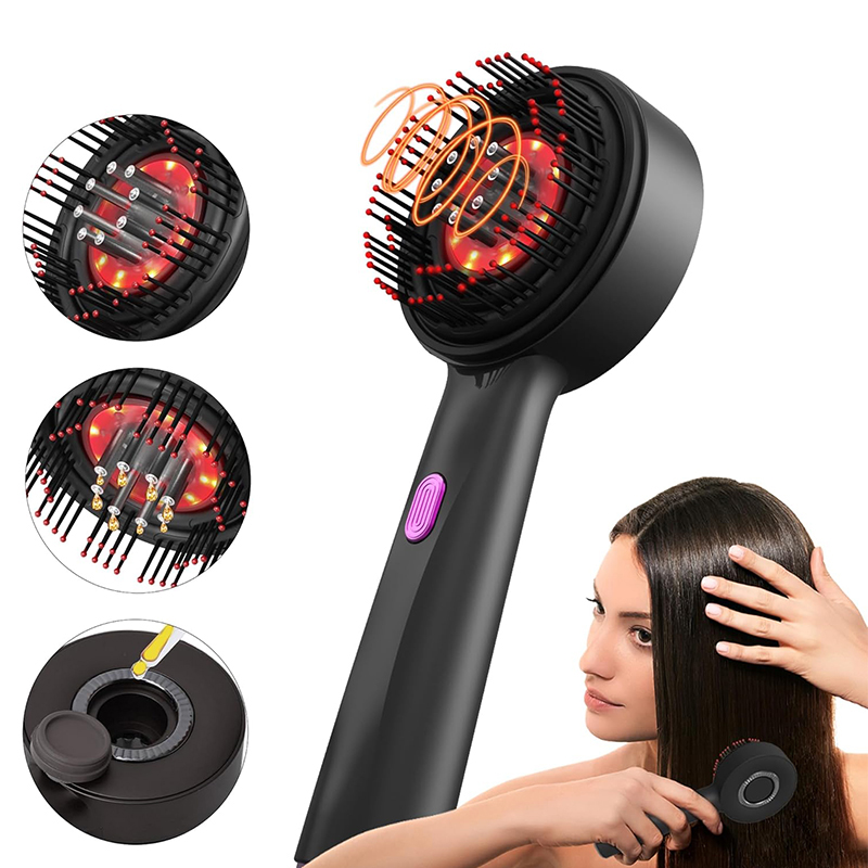 Vibração elétrica massagem pente terapia de luz vermelha crescimento do cabelo massagem escova do couro cabeludo anti perda de cabelo aplicador de óleo líquido cuidados com o cabelo