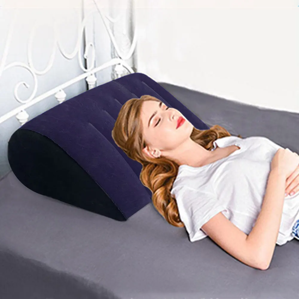 Almohada triangular inflable multiusos, soporte Lumbar para pierna y espalda, cómoda superficie flocada, regalo, 1 ud.