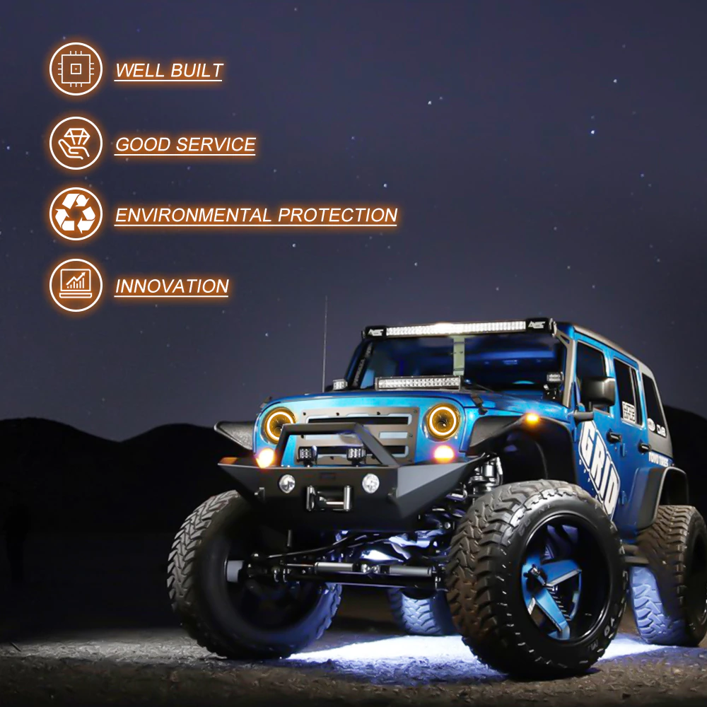 1 ชิ้น 7 นิ้ว Moto รถ Led ไฟหน้า H4 รอบไฟหน้า Amber Turn สัญญาณสําหรับ Jeep Wrangler JK TJ ไฟหน้า 7 "ไฟหน้า