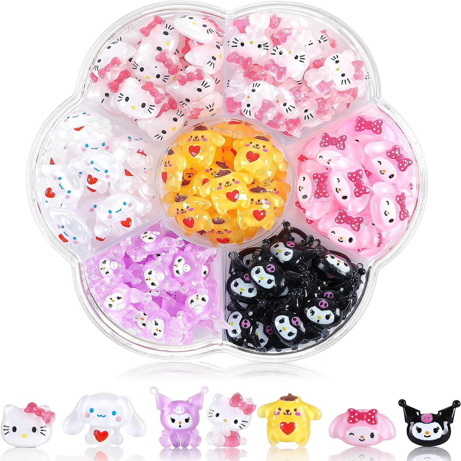 70 PCS/50 PCS Sanrio Hello Kitty Kawaii การ์ตูน Kuromi เล็บ Charms ชุด 3D เล็บ Rhinestone อัญมณีสําหรับเล็บ Art Deco Y2K
