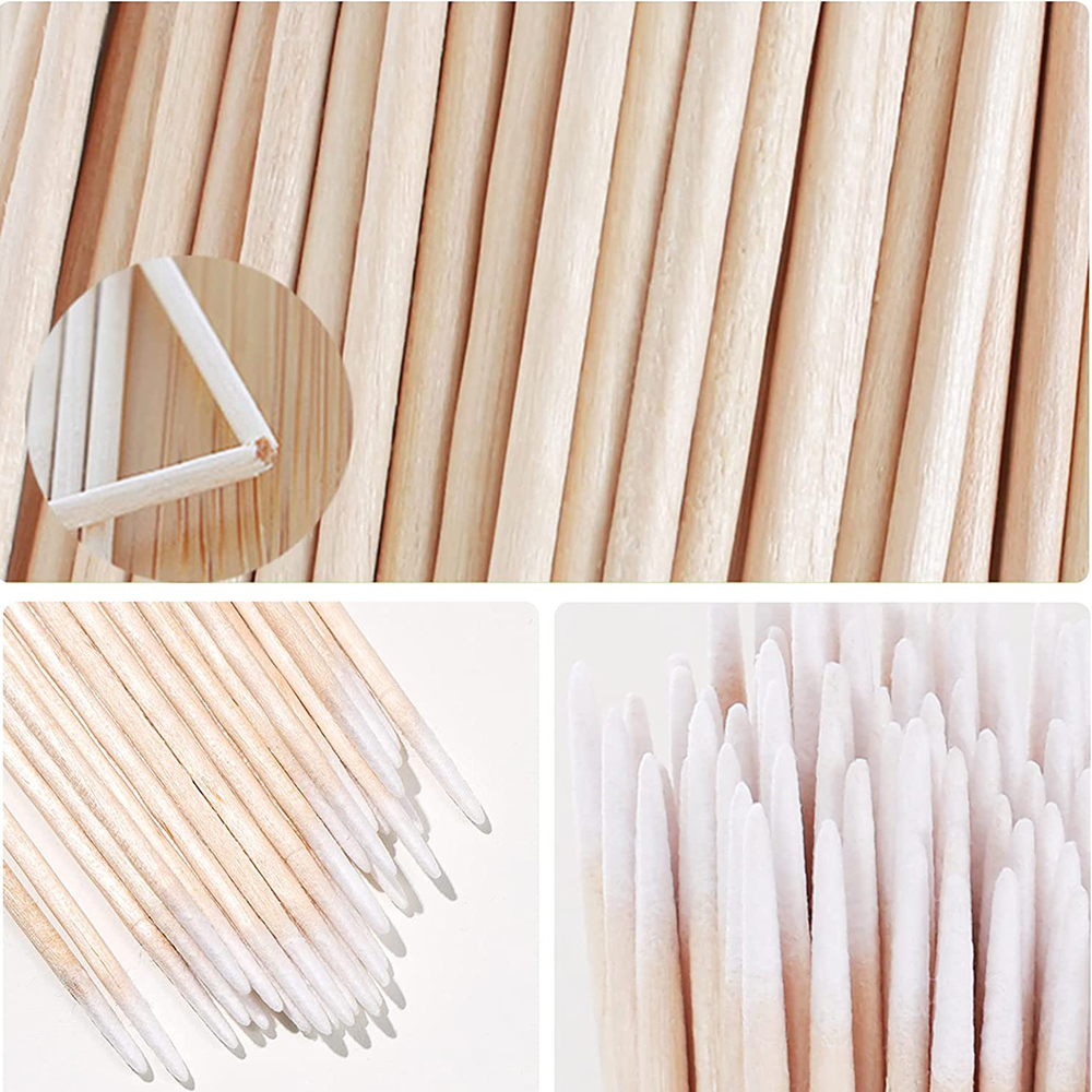 500/1000pcs เล็บไม้ผ้าฝ้าย Swab ทําความสะอาด Microbrush Eyelash Sticks Buds เคล็ดลับหูไม้จิ้มฟันแต่งหน้า Eyebrow Sticks กาวถอด