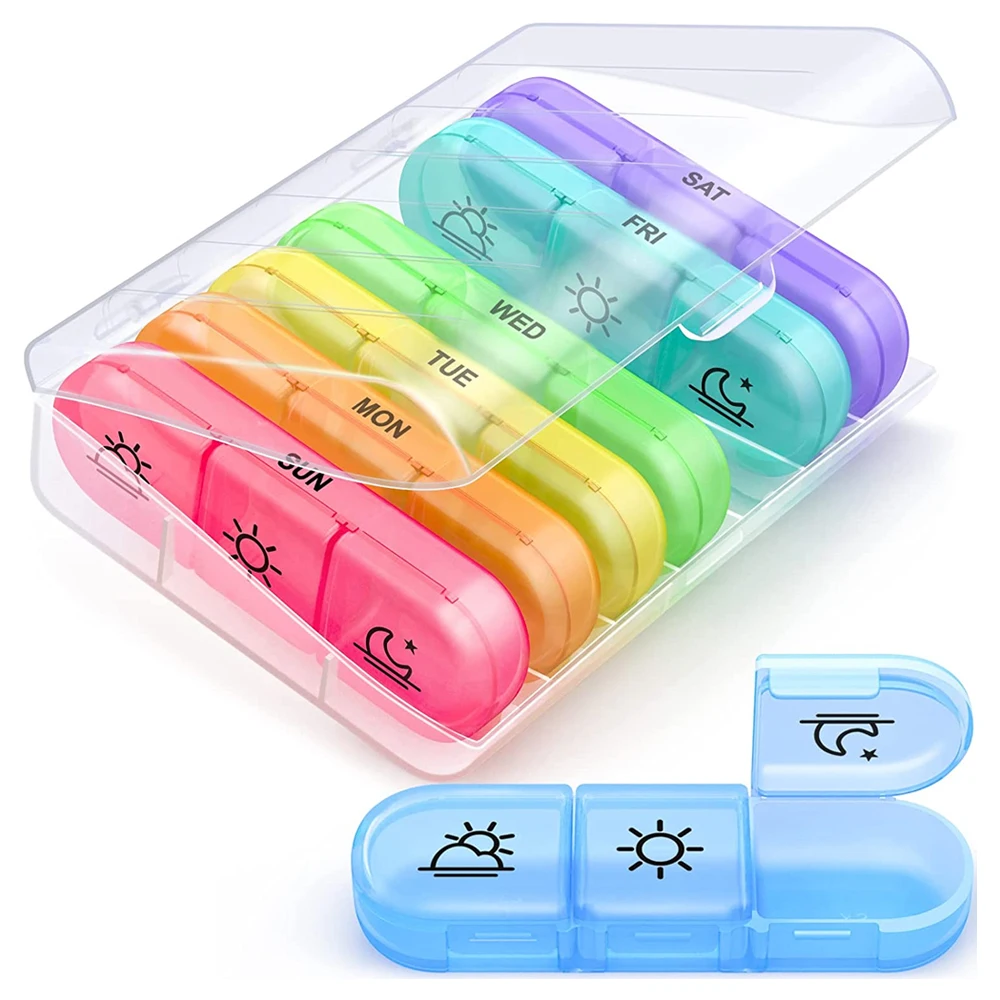 1pcs Pill Box 7 days Organizer 21 grids 3 Times One Day Portable Travel with Large Compartments for Vitamins Medicine Fish Oils