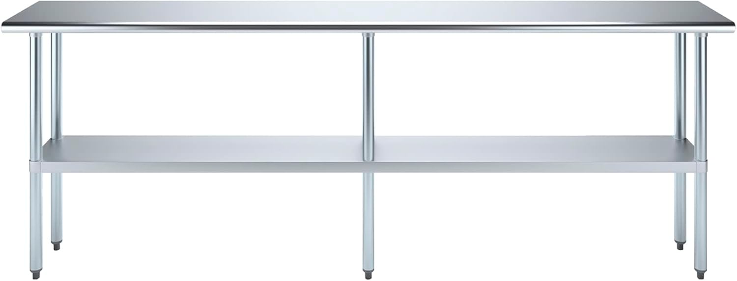 Stainless Steel Work Table Metal Utility 96" Long x 14" Deep