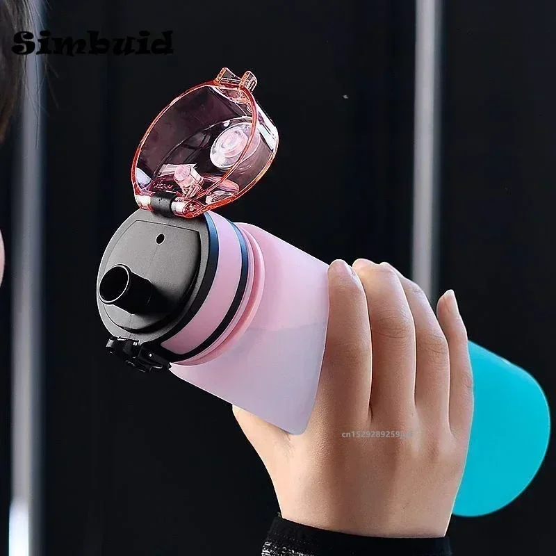 대용량 스포츠 물병 누수 방지 다채로운 플라스틱 컵, 야외 여행 휴대용 체육관 피트니스 저그, 1 리터