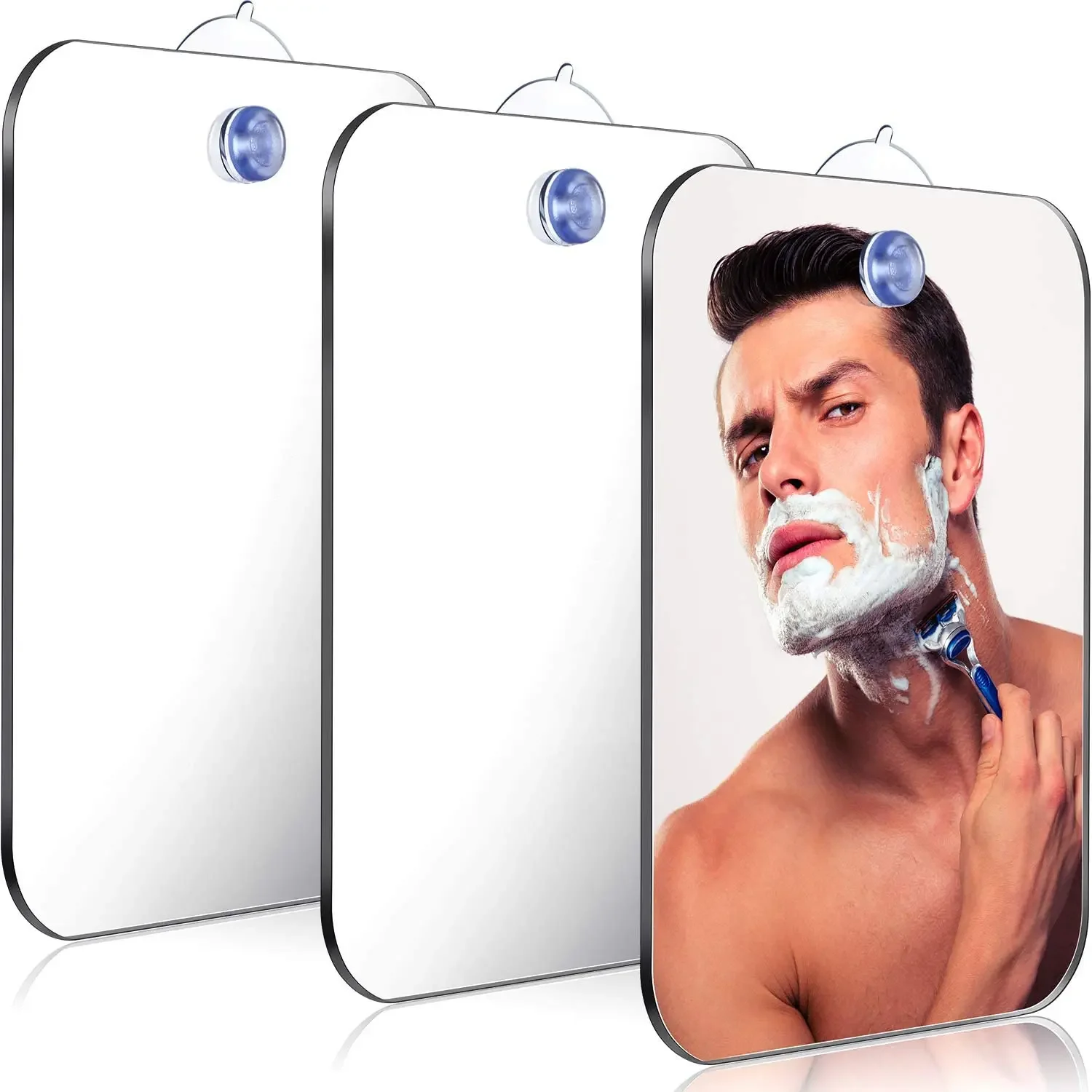 Unbreakable Acrylic Fog Free Mirror Wall Suction Portable Travel Shaving Makeup Bathroom Accessory for Women