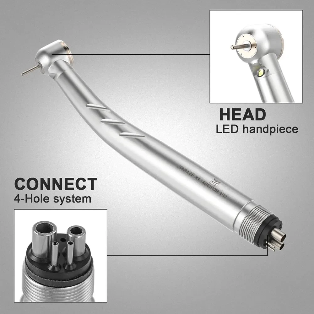 2/4 หลุม Azdent ทันตกรรม LED Handpiece ความเร็วสูง E-เครื่องกําเนิดไฟฟ้าแบบบูรณาการมาตรฐานหัว Push ปุ่ม 3 สเปรย์น้ํา JD008A-SP