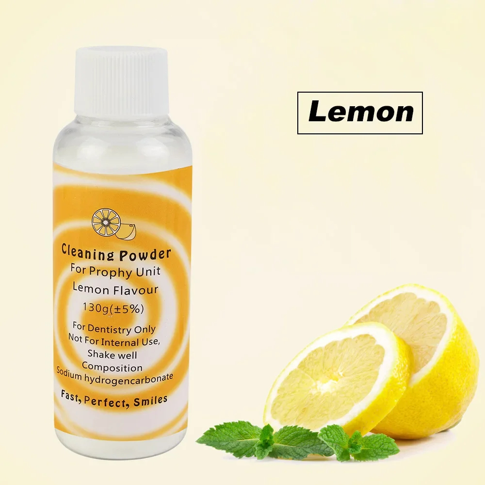 Dental Polierpulver Prophy Air Jet Flow Zahnreinigung Plaque Fleckenentfernung Natriumbicarbonat 130g Minze Zitrone Erdbeere