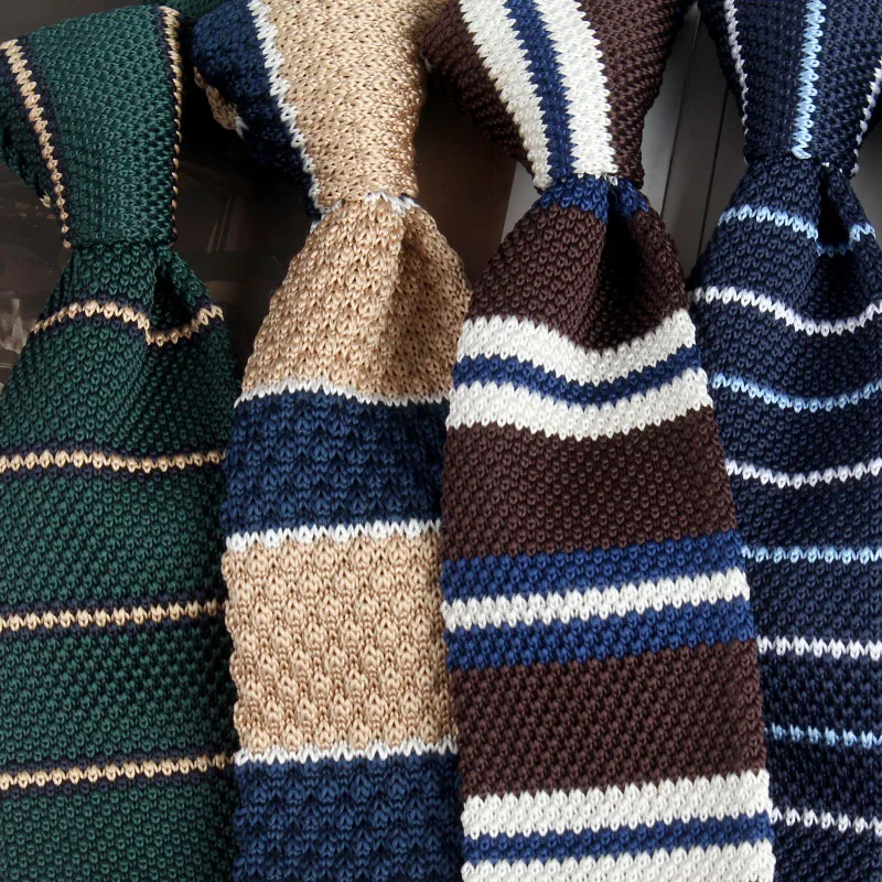 Corbatas de punto a rayas para hombre, corbata estrecha Retro tejida, corbata informal de estilo coreano, accesorios para camisas, traje, corbatas
