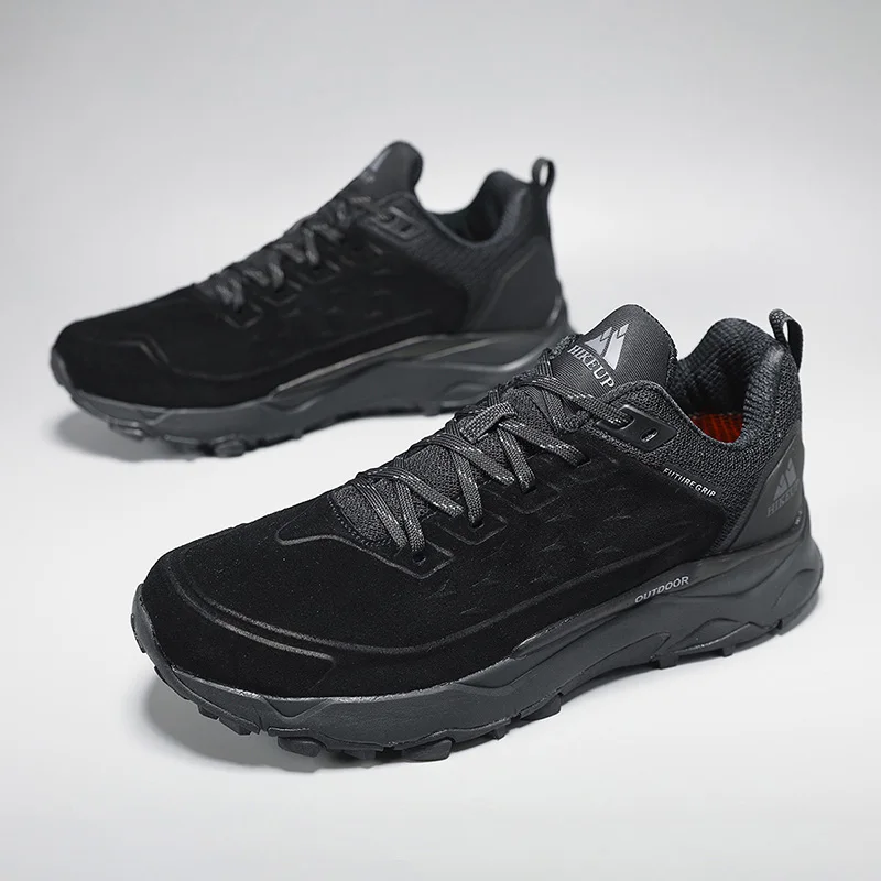 HIKEUP Wanderschuhe für Herren, Outdoor-Sport, Camping, Jagd, Wanderschuh, Wildleder, echtes Leder, atmungsaktiv, rutschfest