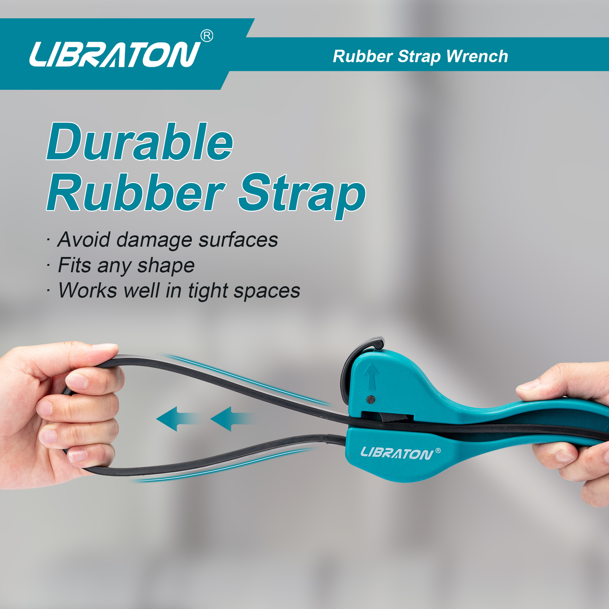 LIBRATON Strap Wrench 1PC, 150mm Universal Rubber Strap Wrench, Multifunctional Adjustable Wrench Tool from 10mm to 100mm