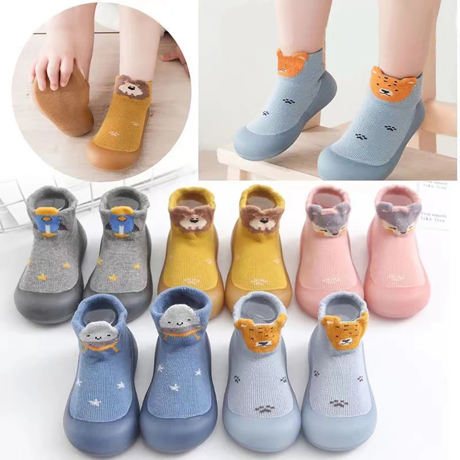 เด็ก Anti-SLIP ถุงเท้า Soft Sole ทารก Booties สําหรับทารกแรกเกิดฤดูใบไม้ผลิฤดูใบไม้ร่วงสัตว์ในร่มความปลอดภัย Comfort First Walkers รองเท้า