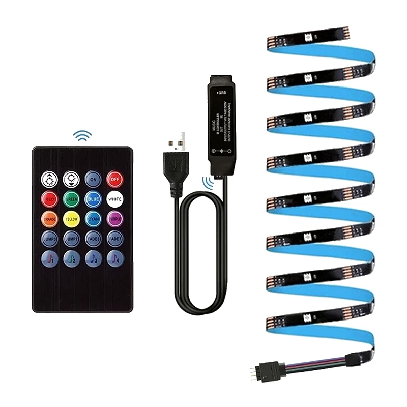 NOWYEY LED Strip 5V 5050 RGB USB Flexible Ribbon With Sound Sensor With 24 Keys Remote Control For TV Background Lighting