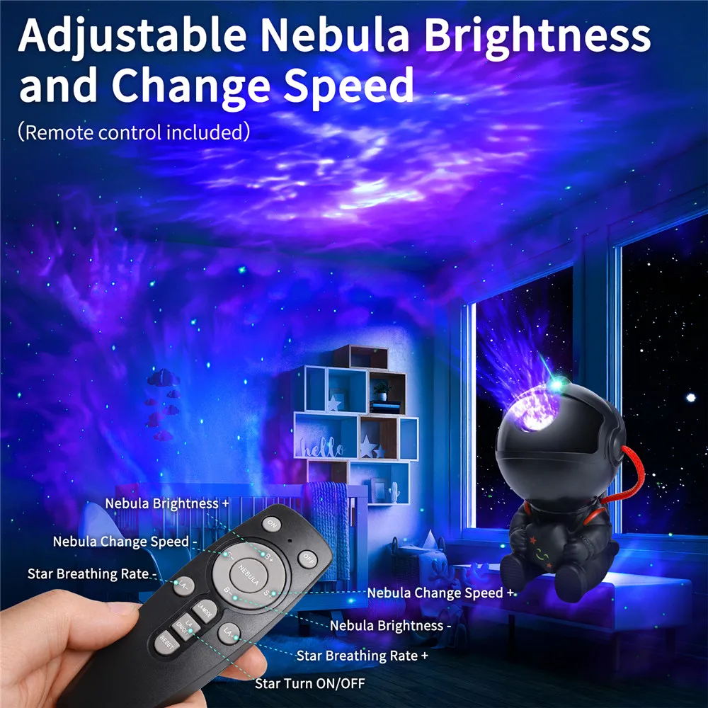 โปรเจ็คเตอร์กาแล็คซี่ LED ไฟกลางคืนเครื่องฉายนักบินอวกาศไฟกาแล็คซี่สำหรับตกแต่งบ้านห้องนอนของขวัญสำหรับเด็กๆ