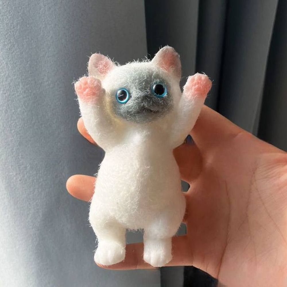Novelty Slow Rebound Cat Doll Squeeze Toy Cartoon Colorful Simulation Cat Squeeze Toys Soft Mini Cat Fidget Toy for Kids