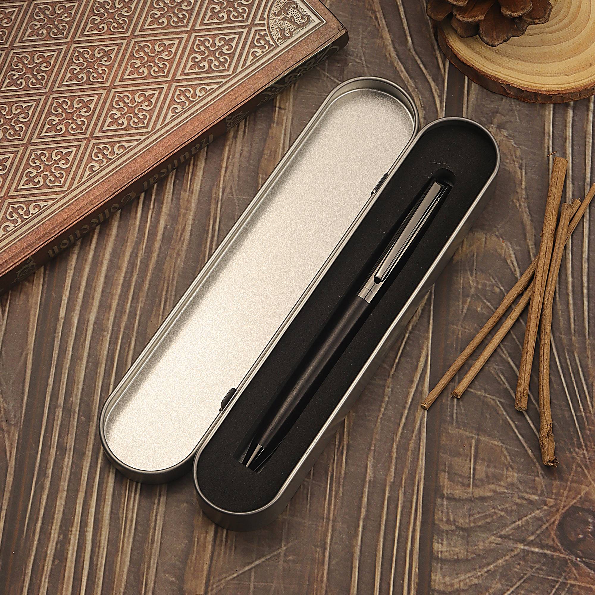 1 conjunto de caneta esferográfica de metal premium com barril de madeira para experiência de escrita suave e design sofisticado-tinta preta-escritório-com estojo