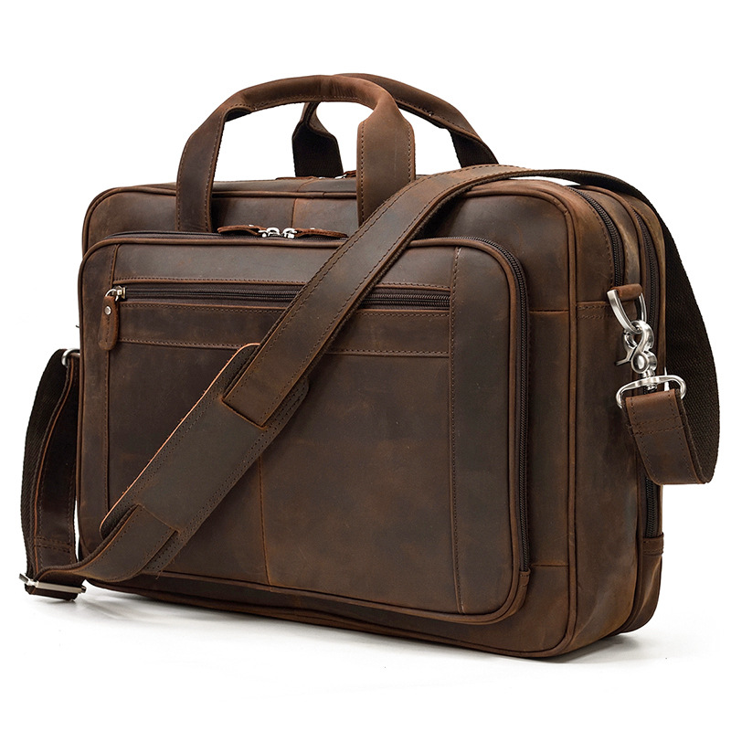 17,3 Zoll Laptop Aktentasche Leder Laptop Tasche Business Reise Tragetaschen Handtaschen Für Männer Männlich Große Aktentasche Tasche Retro