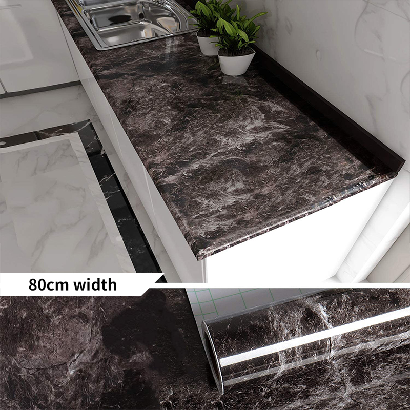 Papel de parede autoadesivo à prova d'água, mármore preto, cozinha, casa, casca e bastão, para bancada, mesa, banheiro