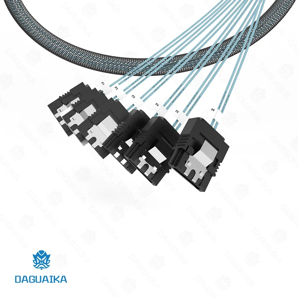4/6/8 unids/set Cable Sata a Sata 6 puertos/juego Cable de fecha SATA 3,0 Cable Sas de 7 pines a 7 pines Cable HDD de 12Gbps para servidor NAS PC