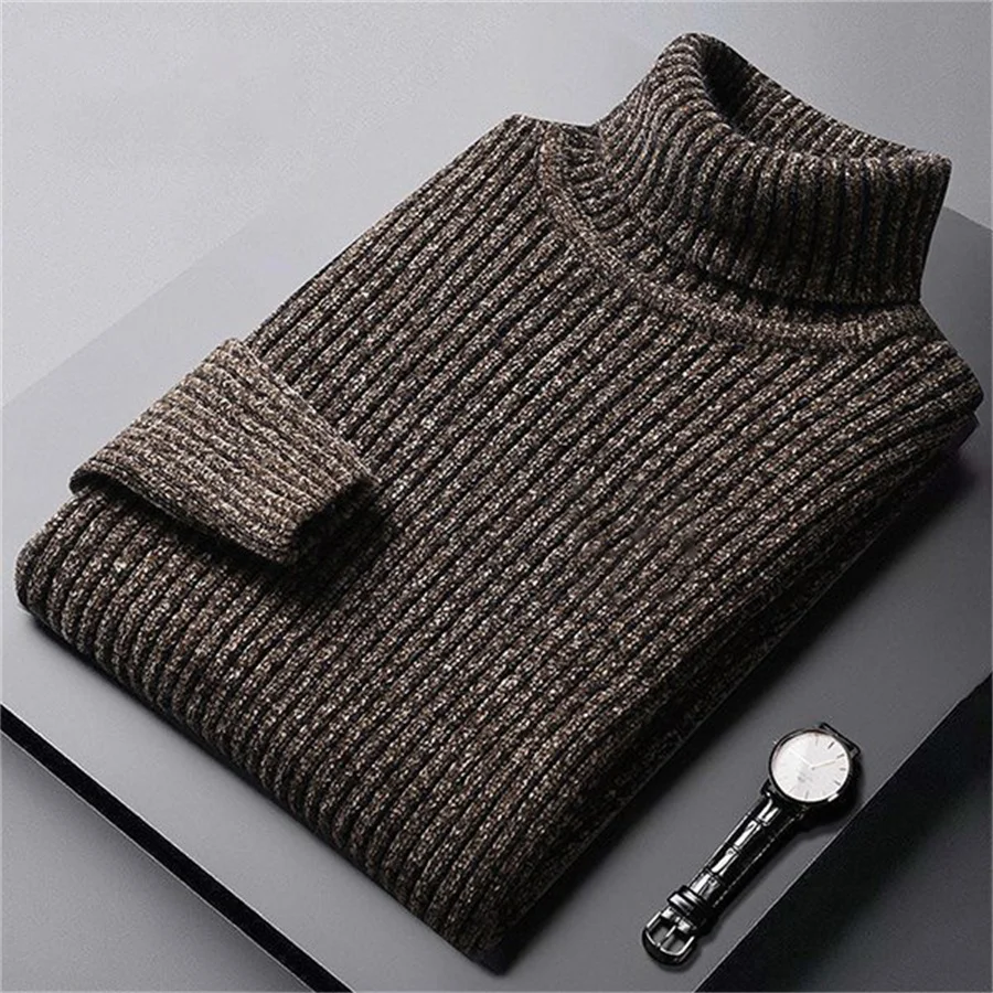 2025 neue männer Dicke Warme Pullover Winter Gestrickte Rollkragen Pullover Männlich High Neck Solid Slim Fit Weiche Pullover für männer Tops