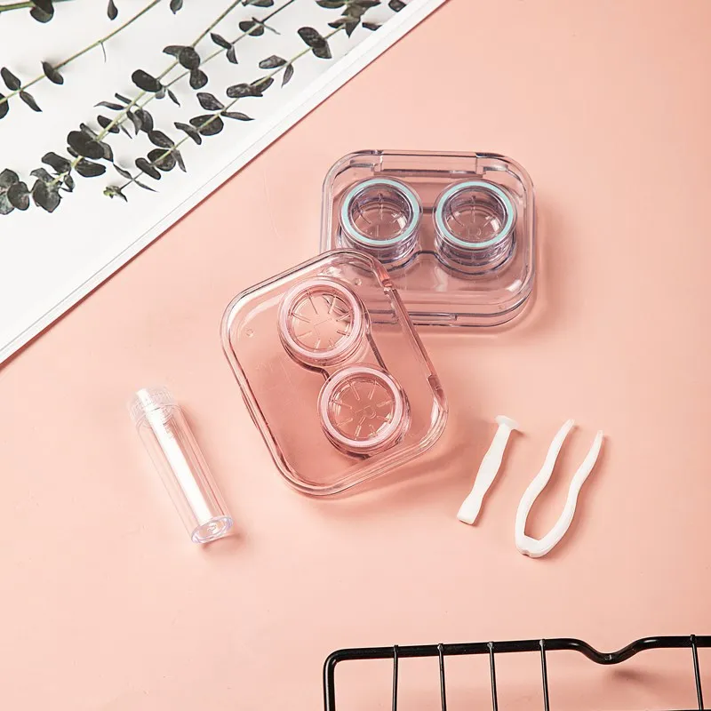 Customized Color Contact Lens Case Clip Stick Tweezers Combination Box Piece Clip Set for Lenses Color Tweezers