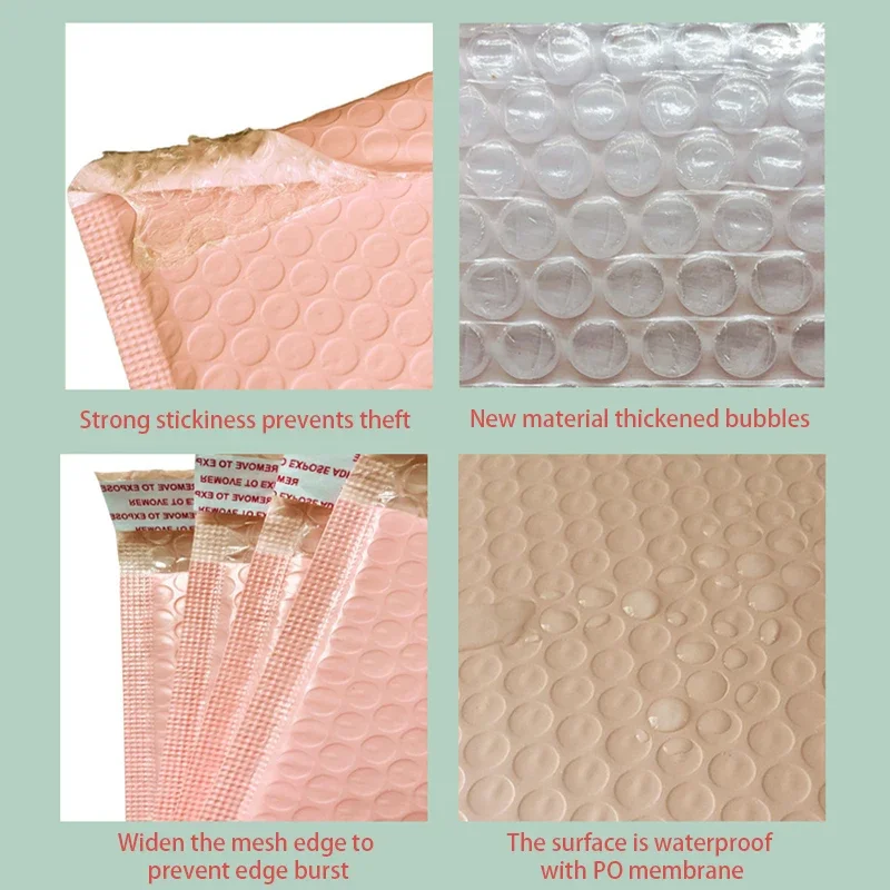20 Stück rosa Poly-Luftpolsterumschläge, gepolsterte Umschläge, große, mit Luftpolsterfolie gefütterte Polymailer-Taschen für Versand, Verpackung, Maile, selbstklebend