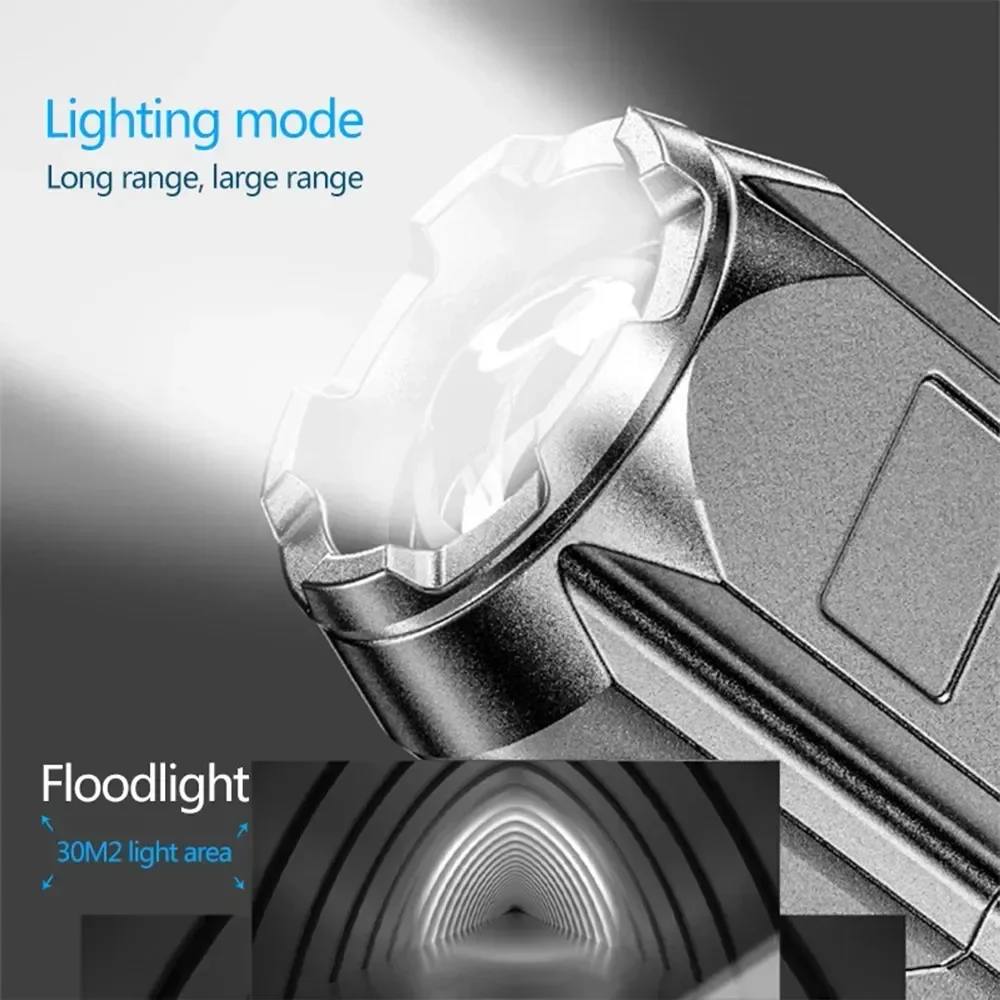 ไฟฉาย LED แบบพกพา ABS แสงที่แข็งแกร่งโฟกัสไฟฉาย USB ชาร์จกลางแจ้งบ้านแสงที่แข็งแกร่งไฟฉายกันน้ำ
