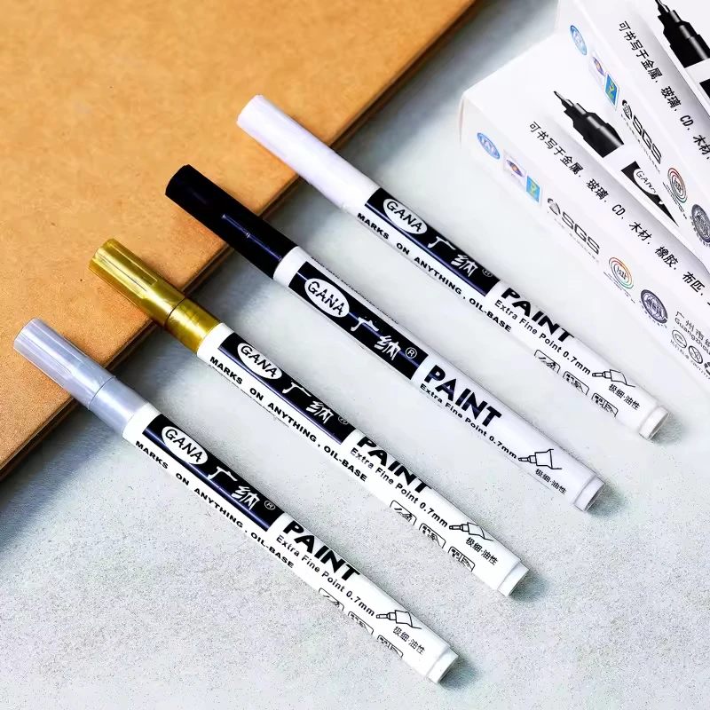 Guangna Paint Marker Pen DIY Reflective Paint Metallic Pen Permanent Gold SILVER Marker Touch Up,School Model Painting 1/2pcs