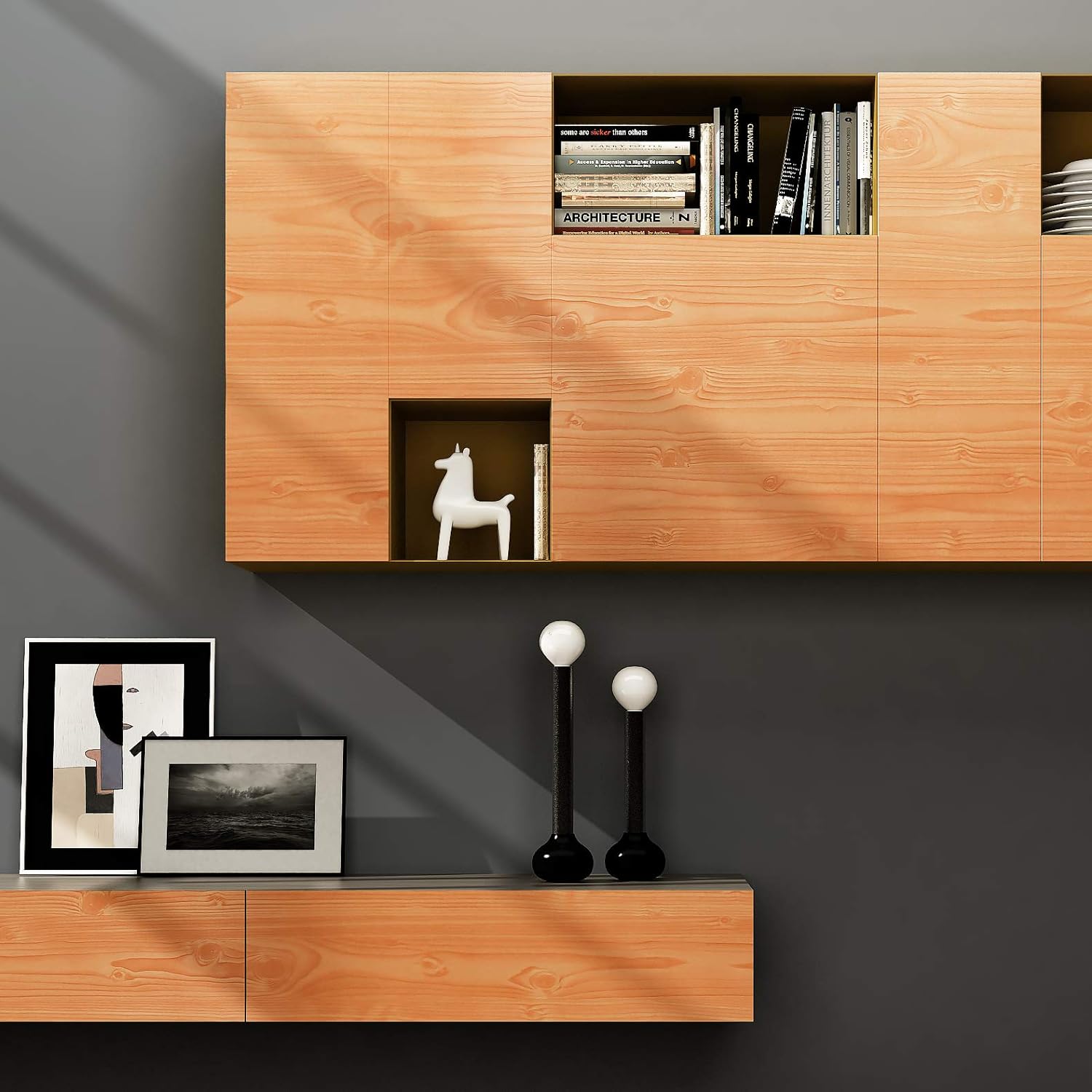 Papel de parede de pvc com grão de madeira, 55cm de largura, para porta, guarda-roupa, mesa, móveis, à prova d'água, adesivos autoadesivos, decoração de casa, filme