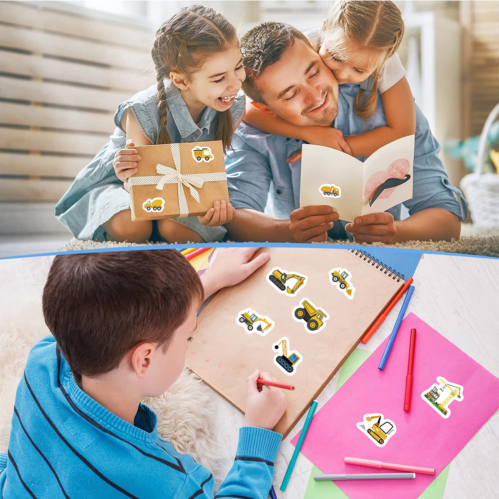 Rouleau d'autocollants de véhicule de construction pour enfants, récompense, encouragement, attro, merci, jouets pour enfants, 500 pièces