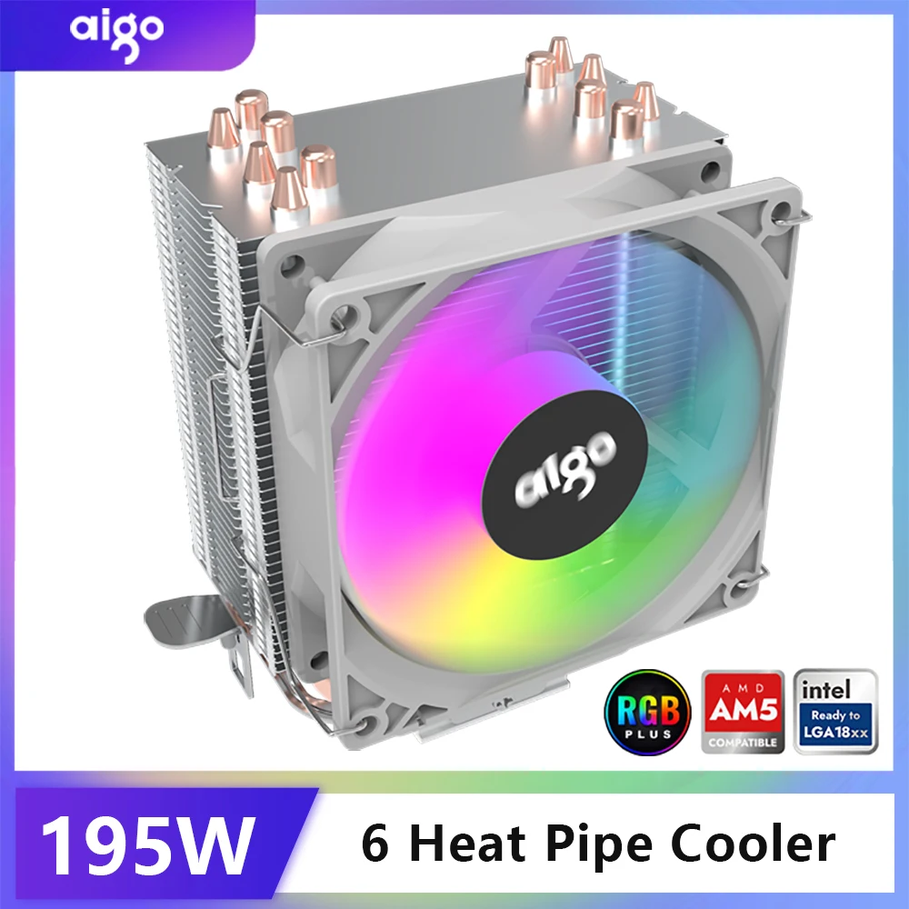 Aigo ICE CPU-Kühler 2 4 6 Heatpipes PC-Kühler PWM 3PIN 90 mm CPU-Kühlung Silent RGB-Lüfter für Intel 1700 1150 1156 1366 1155 AMD