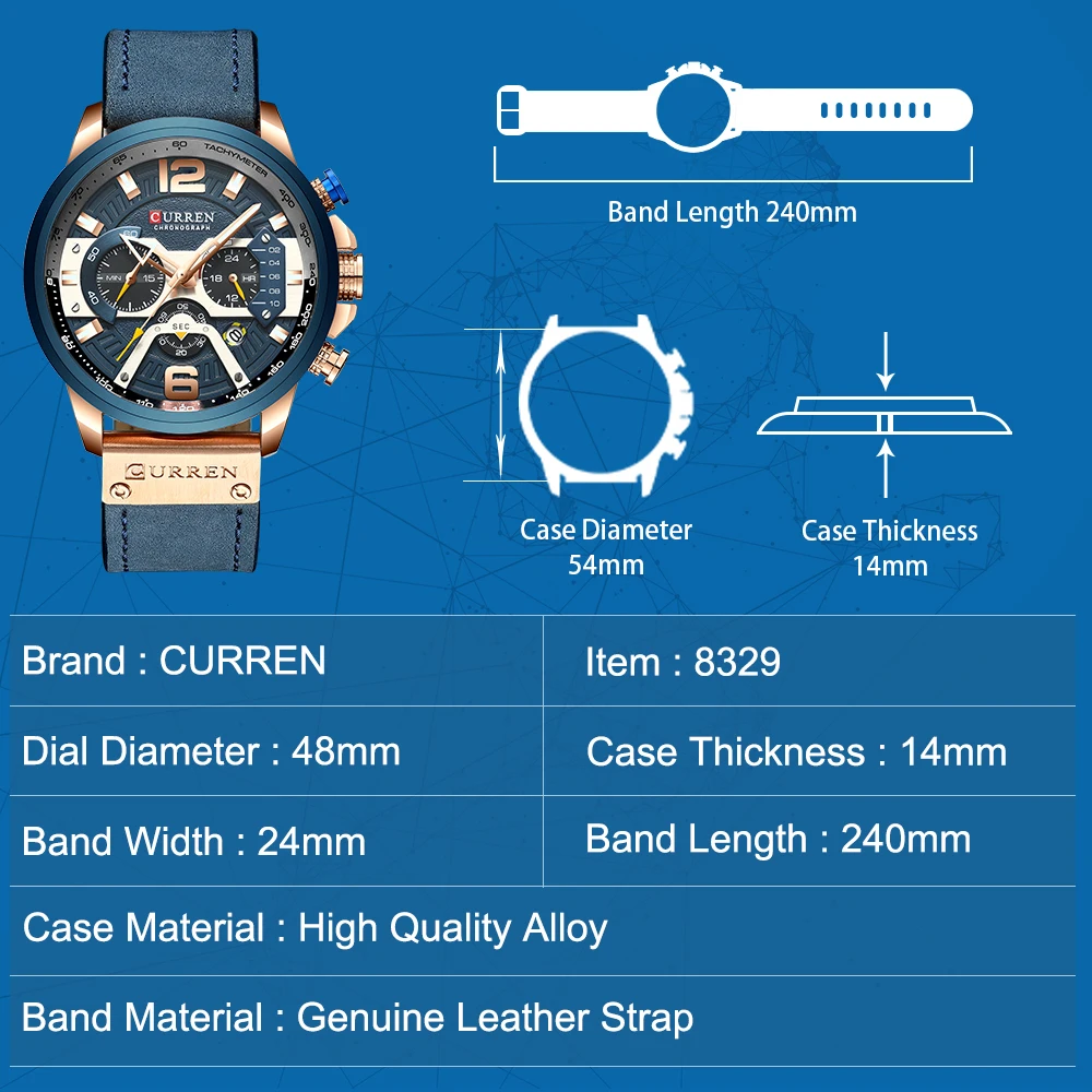 Relojes deportivos CURREN informales para hombre, reloj de pulsera de Cuero militar de lujo de marca superior, reloj de pulsera para hombre, reloj de pulsera cronógrafo de moda