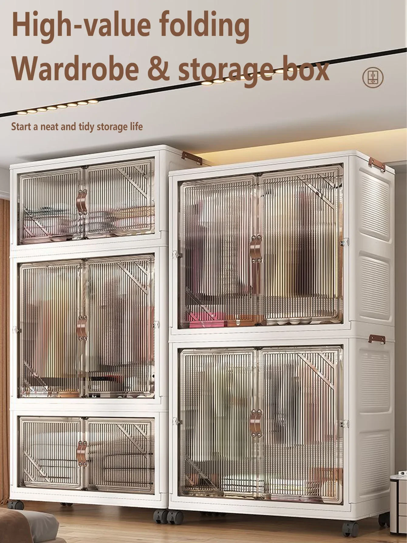 Folding Storage Cabinet Multi-layer Closet Organizer Multi-scene Folding Locker for Home Office Space Saving Solution